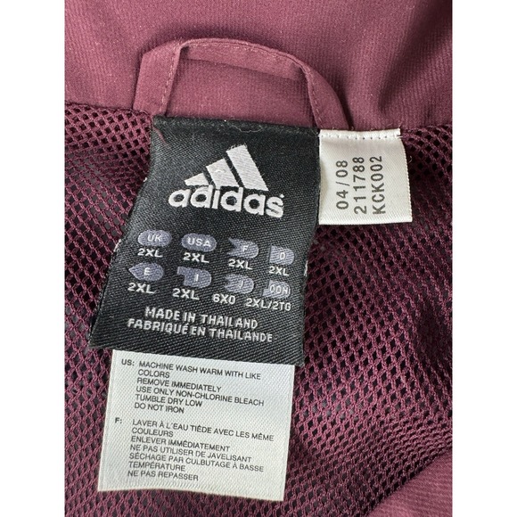 Adidas Windbreaker Jacket 2XL Burgundy Gray Full Zip Lightweight Track - Picture 5 of 7